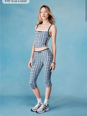DB Sport Blue Plaid Capri Set